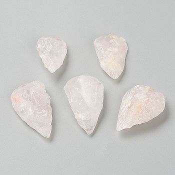 Rough Raw Natural Rose Quartz Beads, No Hole/Undrilled, Hammered Teardrop, 22~31x15~20.5x6.8~11.5mm