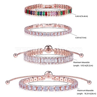 Ensemble de bracelets de tennis en zircone cubique de style 4pcs 4(BJEW-SZ0002-66RG)-2