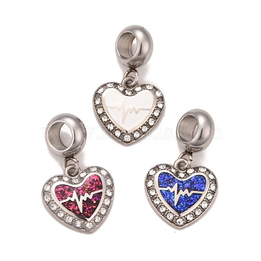 Mixed Color Heart 304 Stainless Steel Dangle Charms