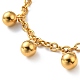 Placage sous vide 201 bracelet à breloques perles rondes en acier inoxydable avec 304 chaînes en acier inoxydable pour femme(BJEW-E108-07G)-2