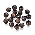 Iron Corrugated Beads, Round, Red Copper, 6mm, Hole: 2mm(X1-E185Y-NFR)