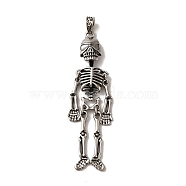 Tibetan Style Alloy Big Pendant, Cadmium Free & Lead Free, Skull, Antique Silver, 95x23x9mm, Hole: 8.5x5mm(FIND-A038-15AS)