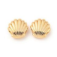 Brass Beads, Large Hole Beads, Shell Shape, Real 18K Gold Plated, 17x17x7mm, Hole: 4x3.5mm(KK-P255-11G)