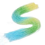 Transparent Glass Beads Strands, Segmented Multi-color Beads, Faceted(32 Facets), Round, Lime Green, 4~4.5mm, Hole: 1mm, about 90~95pcs/strand, 13.98''(35.5cm)(X-GLAA-E036-07Y)