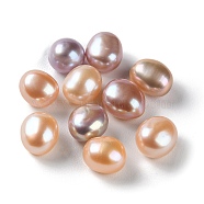 Natural Cultured Freshwater Pearl Beads, Two Sides Polished, No Hole, Oval, Sandy Brown, 7~9x6~8mm(PEAR-E020-02)