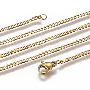 304 Stainless Steel Curb Chain Necklaces, with Lobster Claw Clasp, Golden, 21.65 inch(55cm)(NJEW-L162-01A-G)