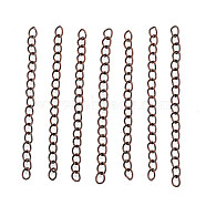 Iron Chain Extender, Curb Chains, Nickel Free, Red Copper, 70mm, Link: 5~5.5x3.5~4x0.8mm(IFIN-T007-11R-NF)