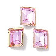 Glass Rhinestone Cabochons, Point Back & Back Plated, Faceted, Rectangle, Light Peach, 8x10x4mm(RGLA-G020-01C-D508)