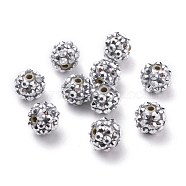 Chunky Resin Rhinestone Beads, Resin Round Beads, Silver, 12mm, Hole: 3mm(X-RESI-M019-27)