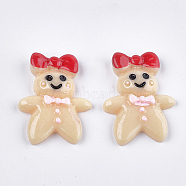 Resin Cabochons, Imitation Food, Gingerbread Man, Bisque, 27.5~28x21~21.5x5.5mm(X-CRES-T010-131)