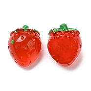 Semi-stereoscopic Transparent Resin Cabochons, Fruit, Strawberry, 19x16x14mm(RESI-G072-01C)