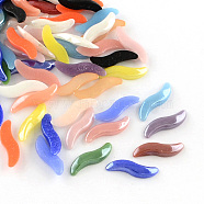 Pearlized Plated Opaque Glass Cabochons, Twist, Mixed Color, 14~15x4x2mm(PORC-R137A-M)