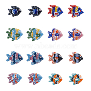 16Pcs 8 Colors Handmade Porcelain Beads, Fish, Mixed Color, 17~18x21~22x7~7.5mm, Hole: 2mm, 2pcs/color(PORC-DC0001-01)