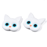 Silicone Snap Button, with Plastic & Iron Snap Caps, Garment Buttons, Cat, White, 55x52x13mm(BUTT-N019-002)