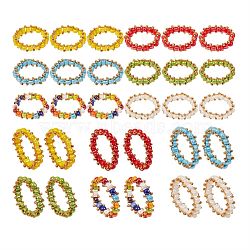 30Pcs 6 Colors Round Glass Seed Beaded Finger Rings, with Real 18K Gold Plated Copper Wire, Mixed Color, US Size 10 3/4(20.3mm), 5pcs/color(RJEW-SZ0001-01)