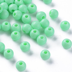 Opaque Acrylic Beads, Round, Aquamarine, 6x5mm, Hole: 1.8mm, about 4400pcs/500g(MACR-S370-C6mm-A05)