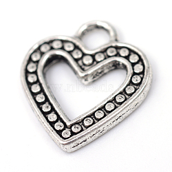 Tibetan Style Alloy Heart Charms, Lead Free & Cadmium Free, Antique Silver, 14x12.5x1.5mm, Hole: 2.5mm, about 1280pcs/1000g(TIBE-R309-10AS-RS)