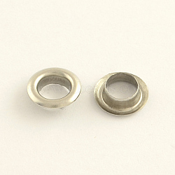 201 Stainless Steel Eyelet Beads, Stainless Steel Color, 9x3mm, Hole: 5mm(STAS-R065-26)