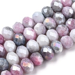 Faceted Electroplated Glass Beads Strands, AB Color Plated, Abacus, Medium Orchid, 8~8.5x6~6.5mm, Hole: 1.4mm, about 66~67pcs/strand, 15.35 inch~16.57 inch(39~41.1cm)(X-GLAA-C023-02-B05)