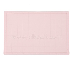 Silicone Hot Pads Heat Resistant, with Scale, for Hot Dishes Heat Insulation Pad Kitchen Tool, Rectangle, Pink, 30x20x0.3cm(DIY-L048-01A-01)
