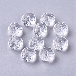 Handmade Glass Beads, Imitate Austrian Crystal, Faceted Rondelle, Clear, 16x12mm, Hole: 1mm(X-G02YI016)
