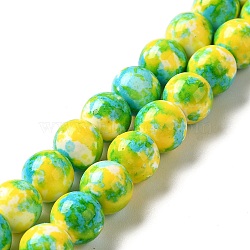Synthetic Turquoise Dyed Beads Strands, Round, Yellow, 7~8x7~8mm, Hole: 1mm, about 50pcs/strand, 14.29~14.65''(36.3~37.2cm)(G-E594-24B)
