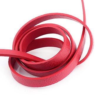 Imitation Leather Cords, Random Color On The Back, Red, 10x2~2.5mm, about 1.31 yards( 1.2m)/strand
