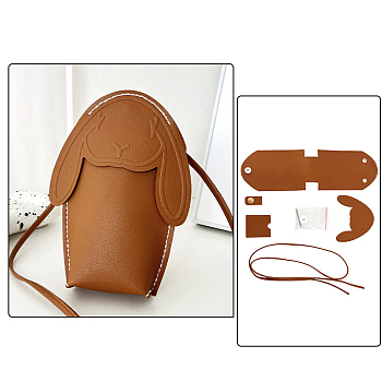 Rabbit DIY PU Leather Phone Bag Making Kits, Camel, 18.5x14x5.5cm