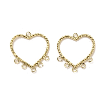 304 Stainless Steel Chandelier Component Heart Links, Real 14K Gold Plated, 19x18.5x1mm, Hole: 1.4mm and 1.5mm