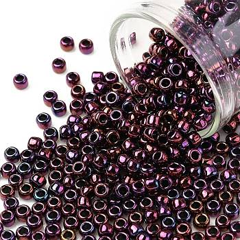 TOHO Round Seed Beads, Japanese Seed Beads, (503) High Metallic Dark Amethyst, 8/0, 3mm, Hole: 1mm, about 222pcs/10g
