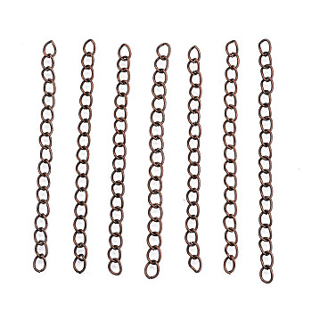 Iron Chain Extender, Curb Chains, Nickel Free, Red Copper, 70mm, Link: 5~5.5x3.5~4x0.8mm
