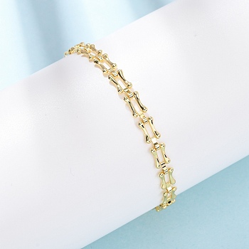 Brass Link Chain Bracelets for Women, Long-Lasting Plated, Rack Plating, Cadmium Free & Lead Free, Real 18K Gold Plated, 7 inch(17.7cm)