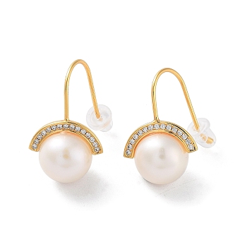 Natural Pearl Dangle Earrings for Women, with Sterling Silver Findings, Real 18K Gold Plated, 20x13.5mm