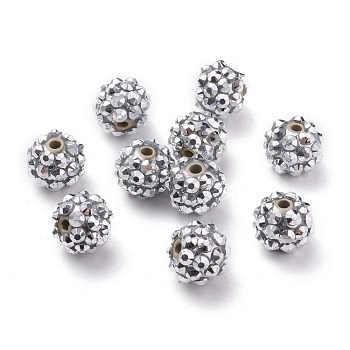 Chunky Resin Rhinestone Beads, Resin Round Beads, Silver, 12mm, Hole: 3mm