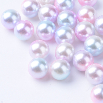 Rainbow Acrylic Imitation Pearl Beads, Gradient Mermaid Pearl Beads, No Hole, Round, Pink, 5mm, about 8530pcs/500g