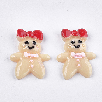 Resin Cabochons, Imitation Food, Gingerbread Man, Bisque, 27.5~28x21~21.5x5.5mm