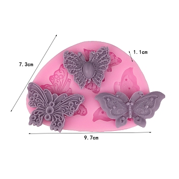 Food Grade Silicone Molds, Fondant Molds, For DIY Cake Decoration, Chocolate, Candy, Butterfly, Hot Pink, 97x73x11mm