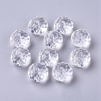 Handmade Glass Beads, Imitate Austrian Crystal, Faceted Rondelle, Clear, 16x12mm, Hole: 1mm