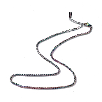 Ion Plating(IP) 304 Stainless Steel Box Chain Necklace for Men Women, Rainbow Color, 15.98 inch(40.6cm)
