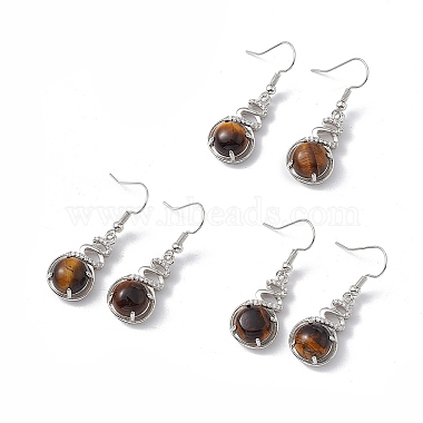 Natural Tiger Eye Gourd Dangle Earrings with Crystal Rhinestone(EJEW-A092-04P-08)-4
