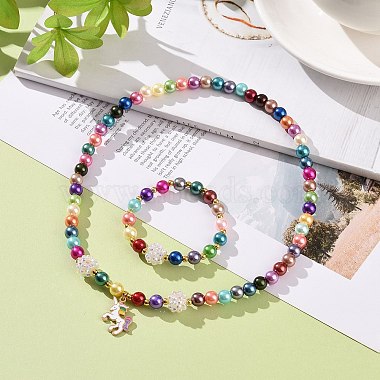 Unicorn Theme Bracelets & Necklaces Sets for Kids(SJEW-JS01265)-2
