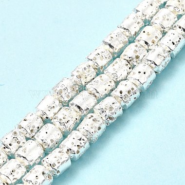 Electroplated Natural Lava Rock Beads Strands(G-G984-04S)-2