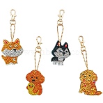 DIY Diamond Painting Keychain Kits, with Dog Shape Diamond Painting Mold, Rhinestone, Diamond Sticky Pen, Tray Plate and Glue Clay, Mixed Color, 53~56.5x39~48.5x1.5mm(DIY-WH0166-39)