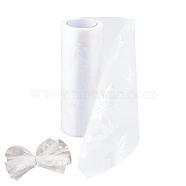 Autumn Theme Maple Leaf Pattern Organza Ribbon, Tulle Fabric Roll, for Wedding Party Decorat & Crafts, White, 15cm, about 10yards/roll(9.144m/roll)(OCOR-WH0057-11A)