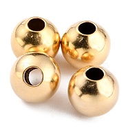 Brass Spacer Beads, Long-Lasting Plated, Round, Real 24K Gold Plated, 6x5.5mm, Hole: 1.6mm(KK-O133-010E-G)