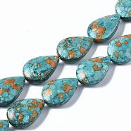 Dyed Synthetic Turquoise Teardrop Bead Strands, Medium Turquoise, 25~26x17~18x9mm, Hole: 1~2mm(TURQ-Q100-10B)
