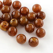 Round Imitation Gemstone Acrylic Beads, Saddle Brown, 8mm, Hole: 2mm, about 1700pcs/500g(OACR-R029-8mm-19)