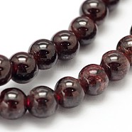 Garnet Round Beads Strands, 6mm, Hole: 1mm, about 71pcs/strand, 15.7 inch(G-O081-02-6mm)