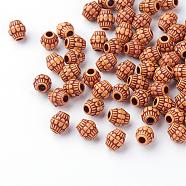 Imitation Wood Acrylic Beads, Barrel, Peru, 7x7mm, Hole: 2mm, about 3300pcs/500g(SACR-Q186-22)