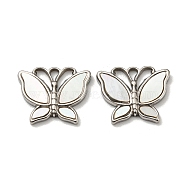 304 Stainless Steel Shell Pendants, Butterfly Charms, Stainless Steel Color, 12.5x15x2mm, Hole: 1.6mm(STAS-L022-011P)